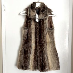 Faux fur vest Xsmall Suzy shier- brown BNWT